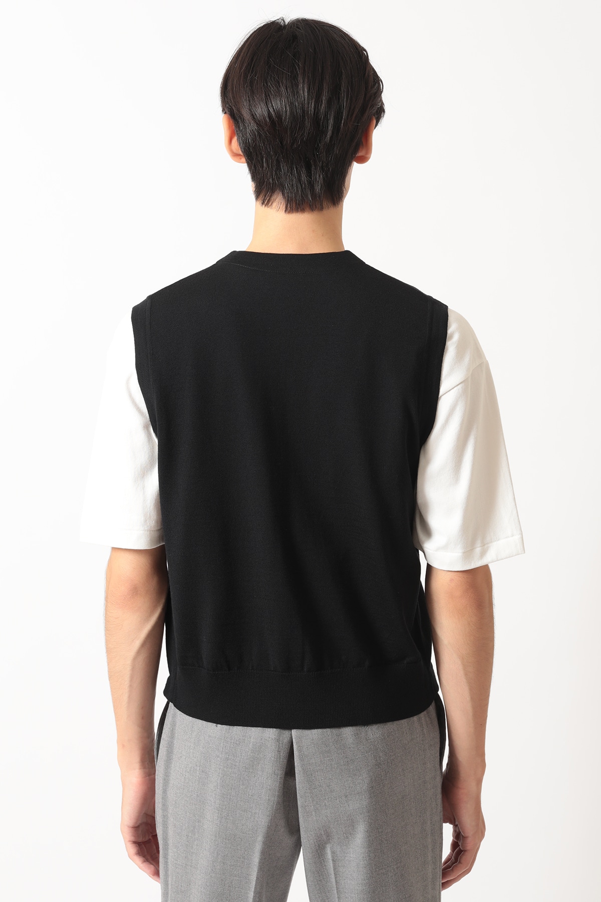 スーパーファインメリノ コンビネーションニットベスト 詳細画像 2