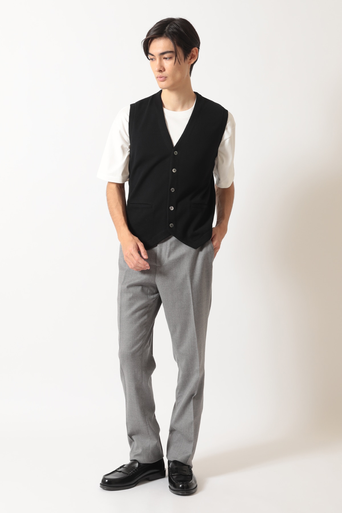 スーパーファインメリノ コンビネーションニットベスト 詳細画像 3