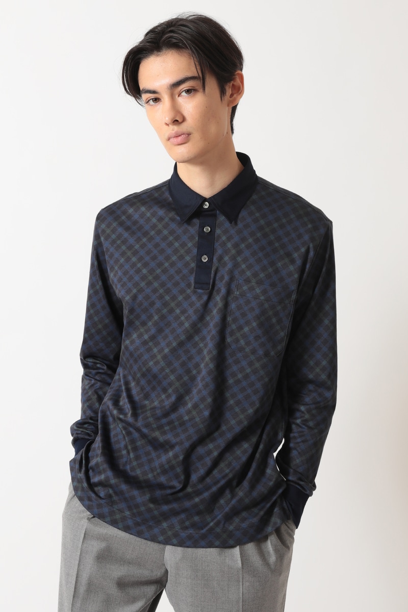 バイヤスチェック スムースポロ 詳細画像 ブラック