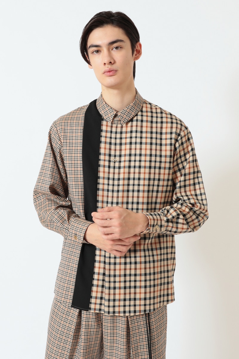 CULLNI for DAKS アシンメトリーチンタブシャツ 詳細画像 ハウスチェック