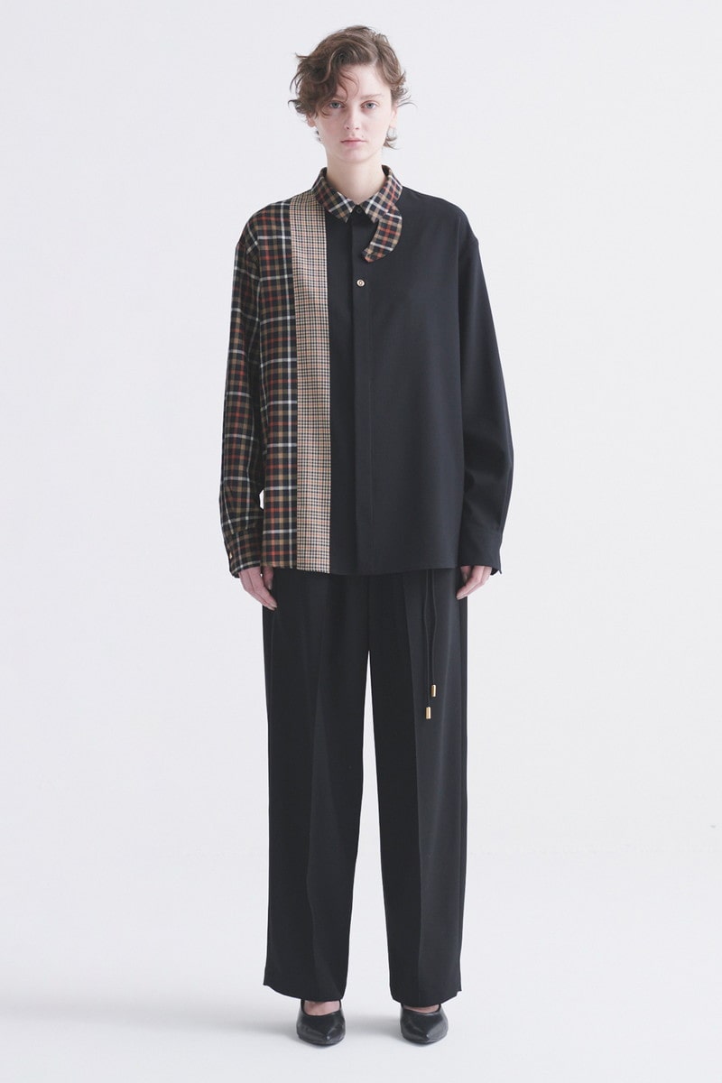 CULLNI for DAKS アシンメトリーチンタブシャツ 詳細画像 ブラック