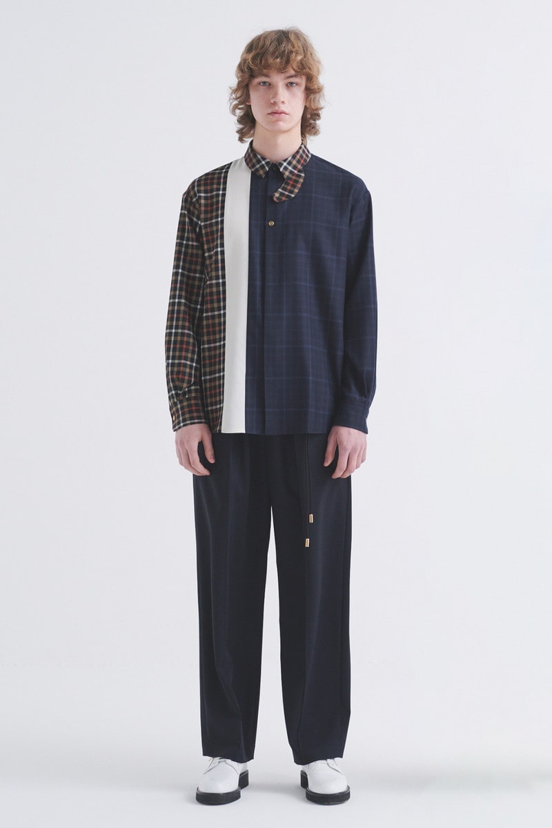 CULLNI for DAKS アシンメトリーチンタブシャツ 詳細画像 ネイビー