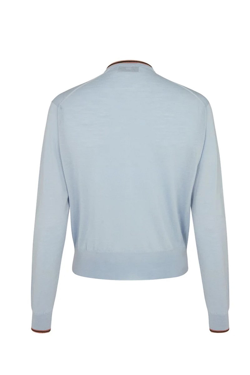 JOHN SMEDLEY FOR DAKS ハウスストライプ クルーネックカーディガン 詳細画像 ブルー