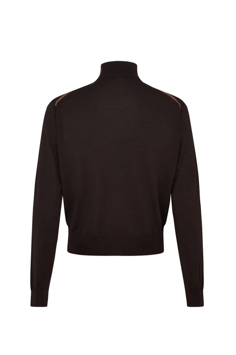 JOHN SMEDLEY FOR DAKS ハウスストライプ ロールネックセーター 詳細画像 ダークブラウン