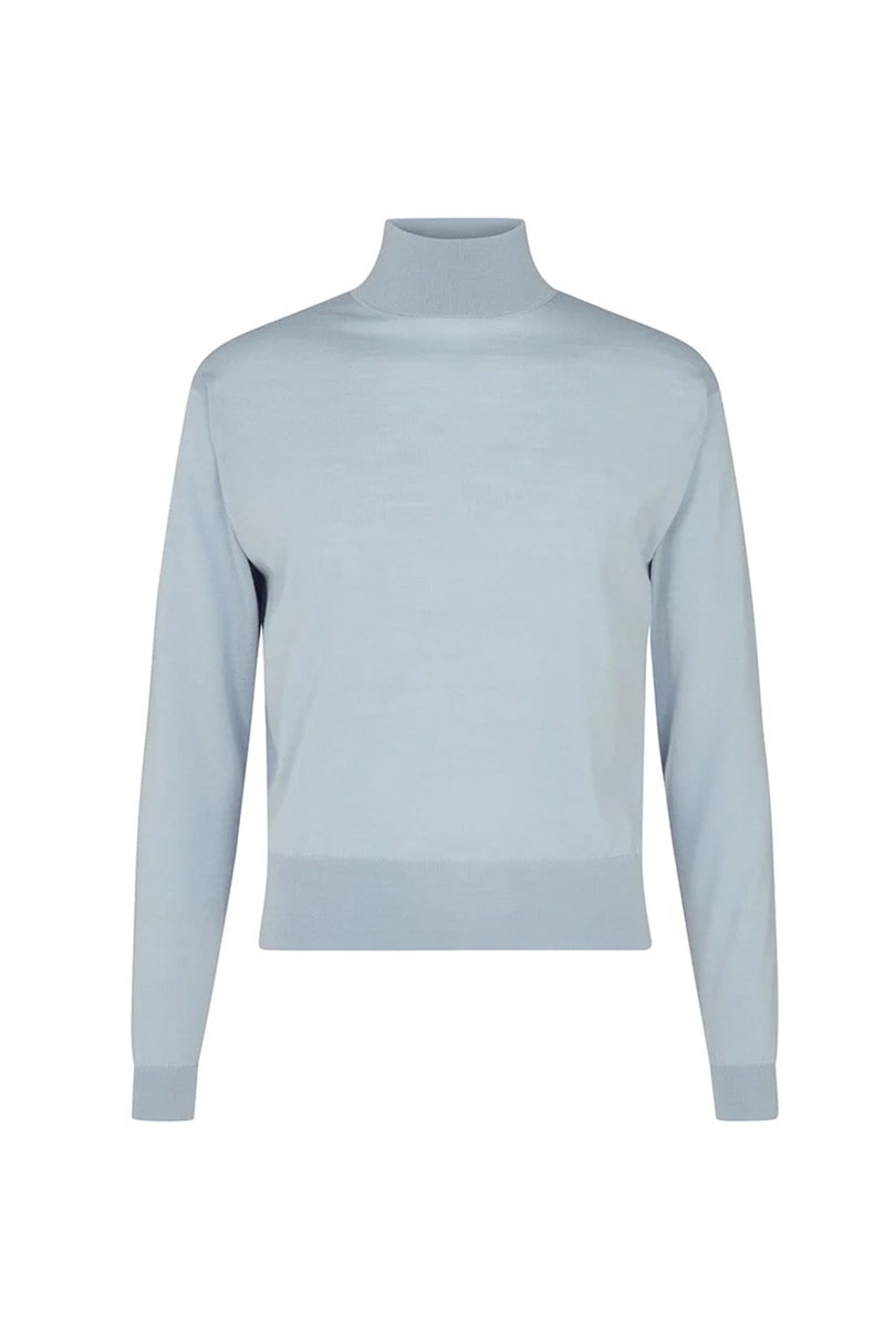 JOHN SMEDLEY FOR DAKS ハウスストライプ ロールネックセーター 詳細画像 ブルー