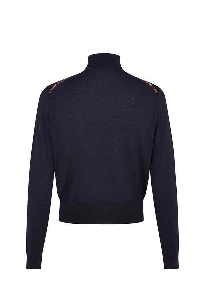 JOHN SMEDLEY FOR DAKS ハウスストライプ ロールネックセーター 詳細画像 ネイビー