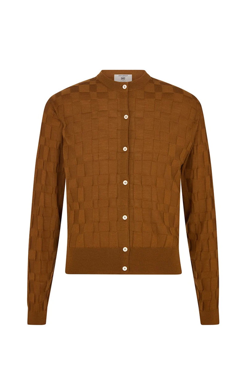 JOHN SMEDLEY FOR DAKS シャドーハウスチェック クルーネックカーディガン 詳細画像 ブラウン