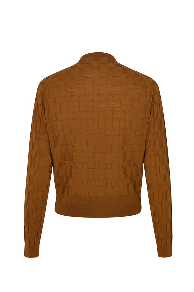 JOHN SMEDLEY FOR DAKS シャドーハウスチェック クルーネックカーディガン 詳細画像 ブラウン