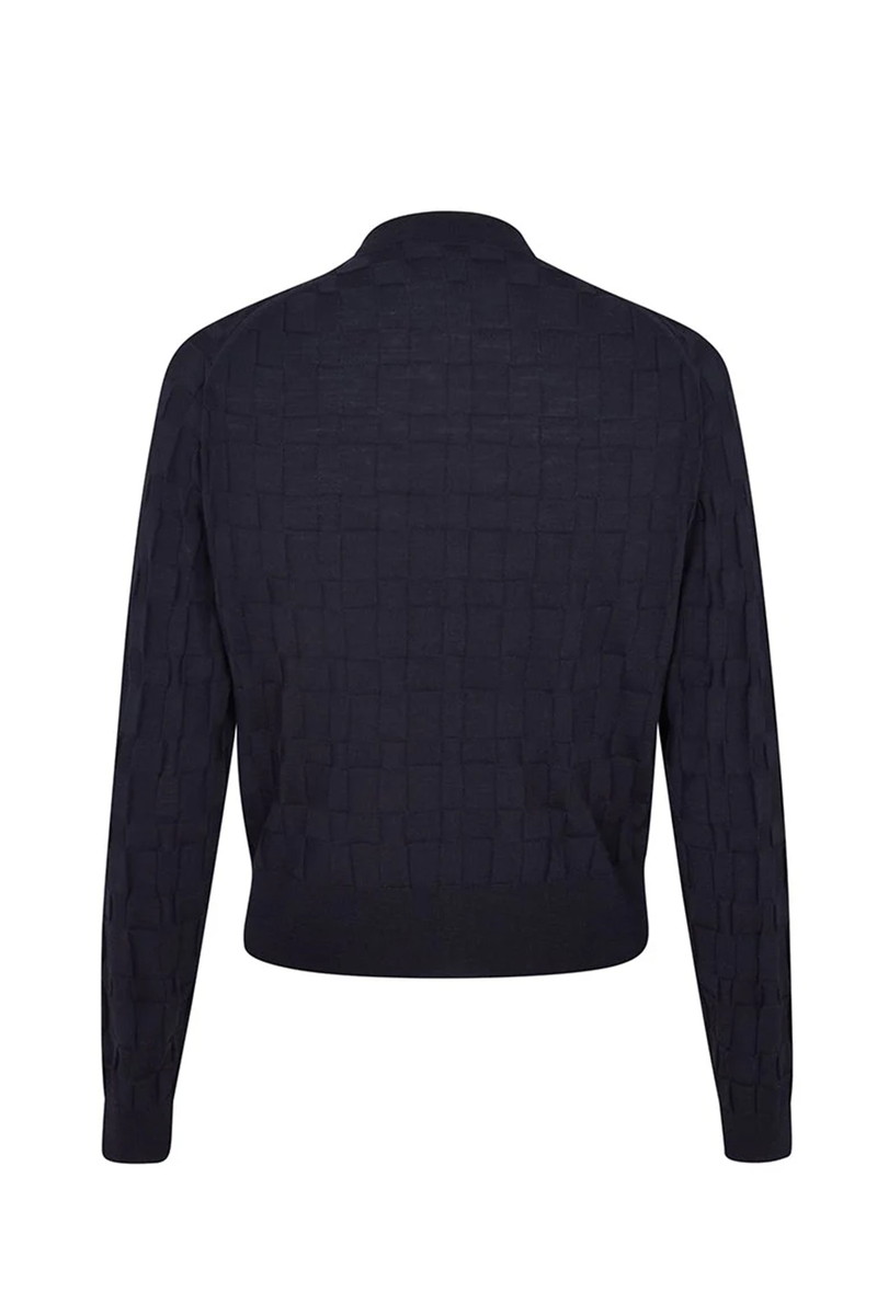 JOHN SMEDLEY FOR DAKS シャドーハウスチェック クルーネックカーディガン 詳細画像 ネイビー