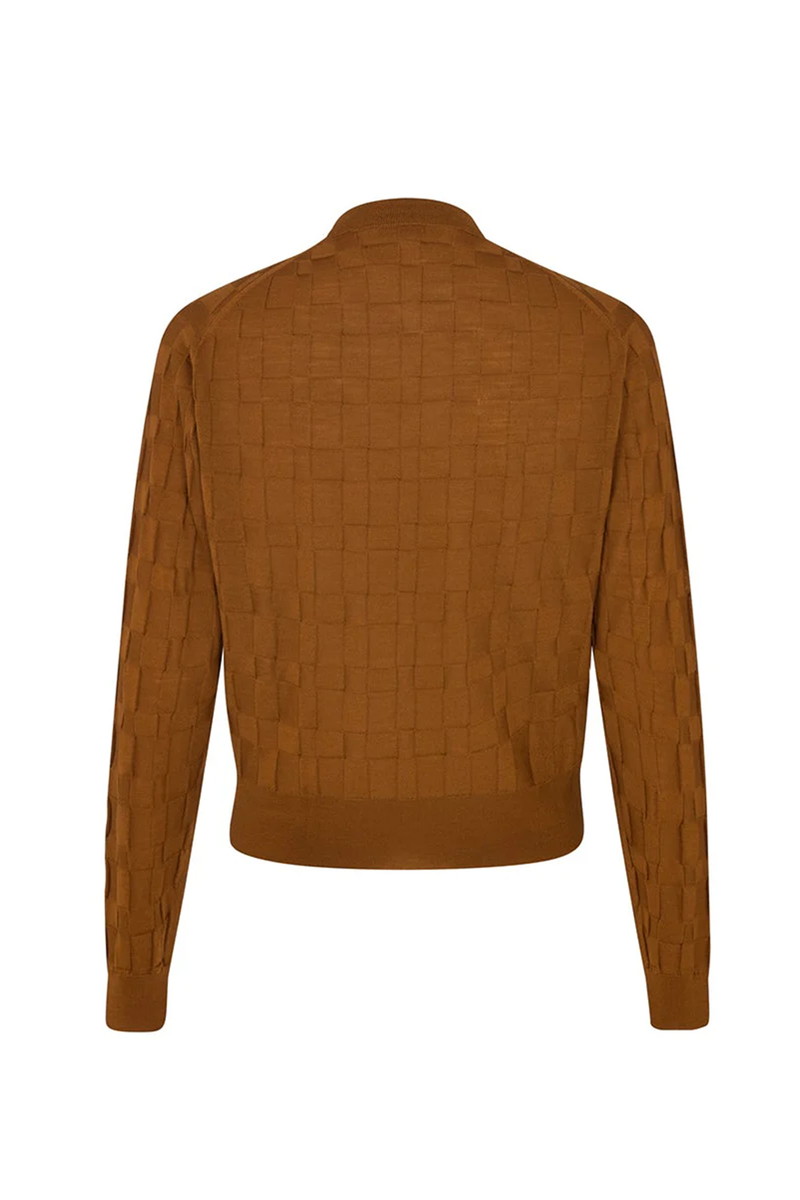 JOHN SMEDLEY FOR DAKS  シャドーハウスチェック クルーネックニット 詳細画像 ブラウン