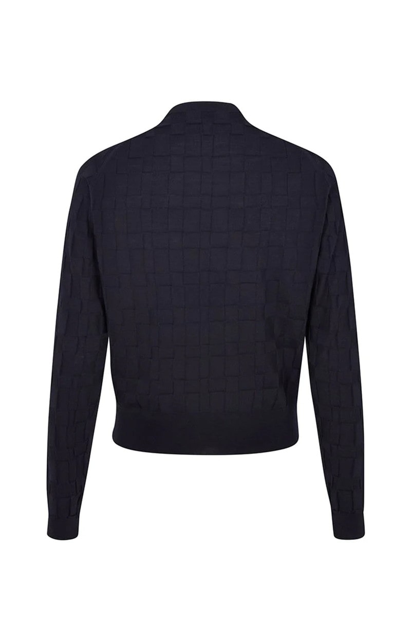 JOHN SMEDLEY FOR DAKS  シャドーハウスチェック クルーネックニット 詳細画像 ネイビー