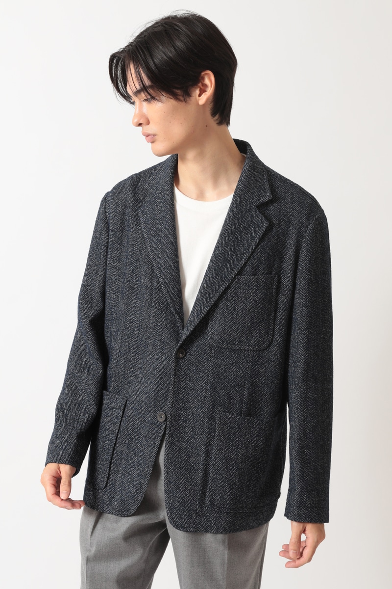 軽量ヘリンボーン カジュアルテーラードブレザー 詳細画像 チャコールグレー