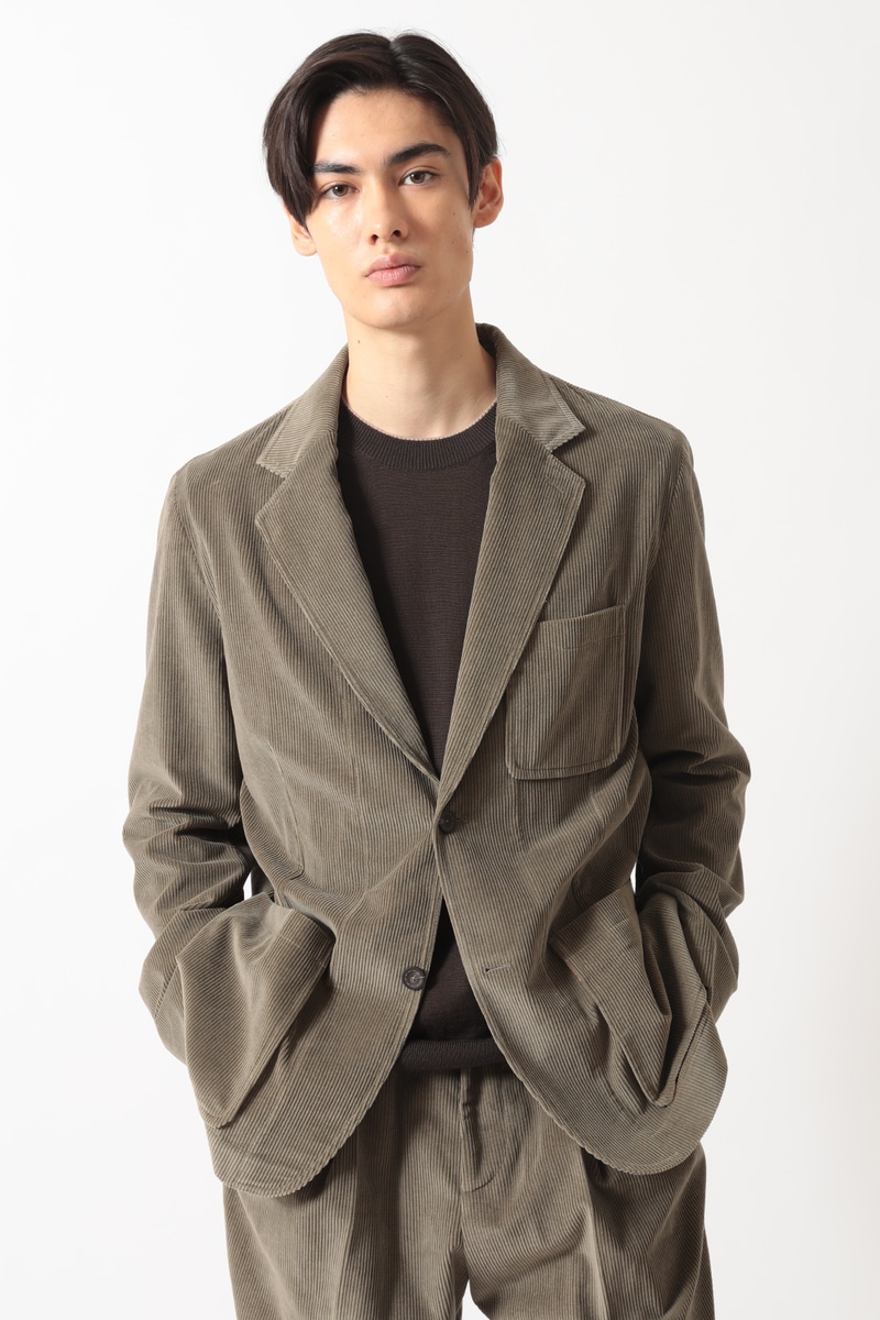 ソフトイタリアンコーデュロイカジュアルテーラードブレザー 詳細画像 カーキ