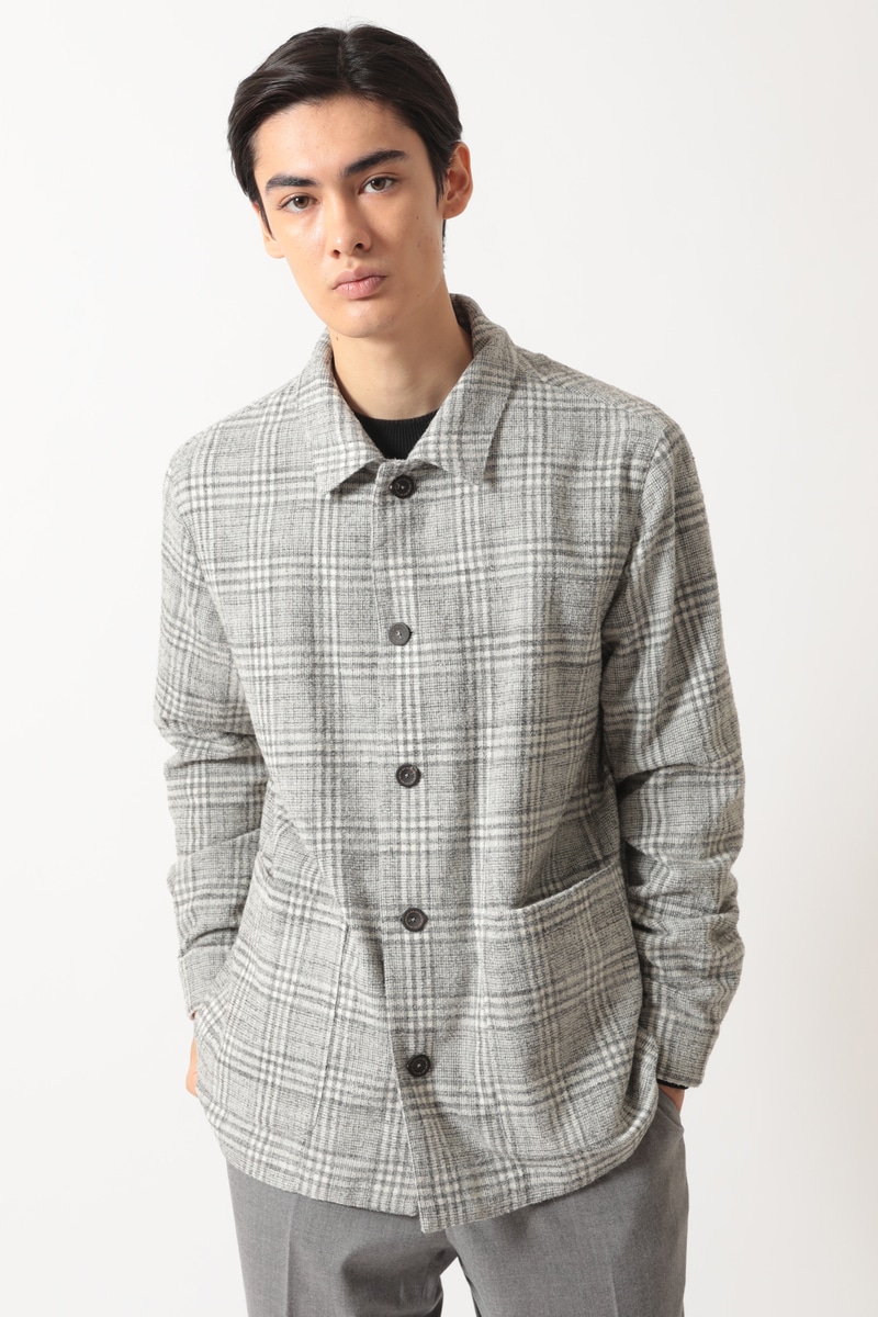グレーチェック テーラード オーバーシャツ 詳細画像 グレー