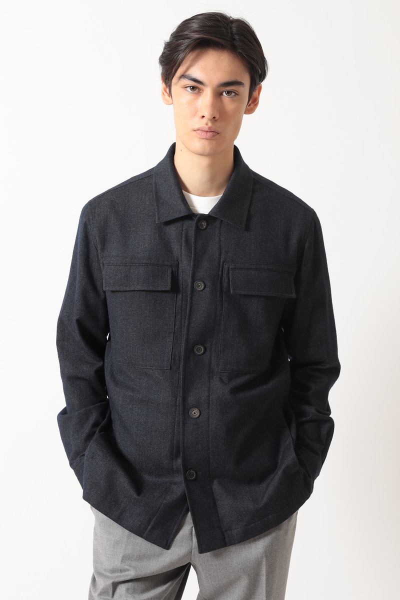 ウールデニム ユーティリティ オーバーシャツ 詳細画像 ブラック