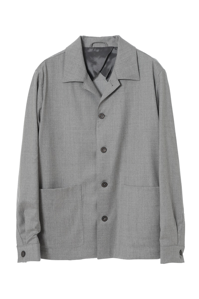 JS グレーフランネル テーラード オーバーシャツ