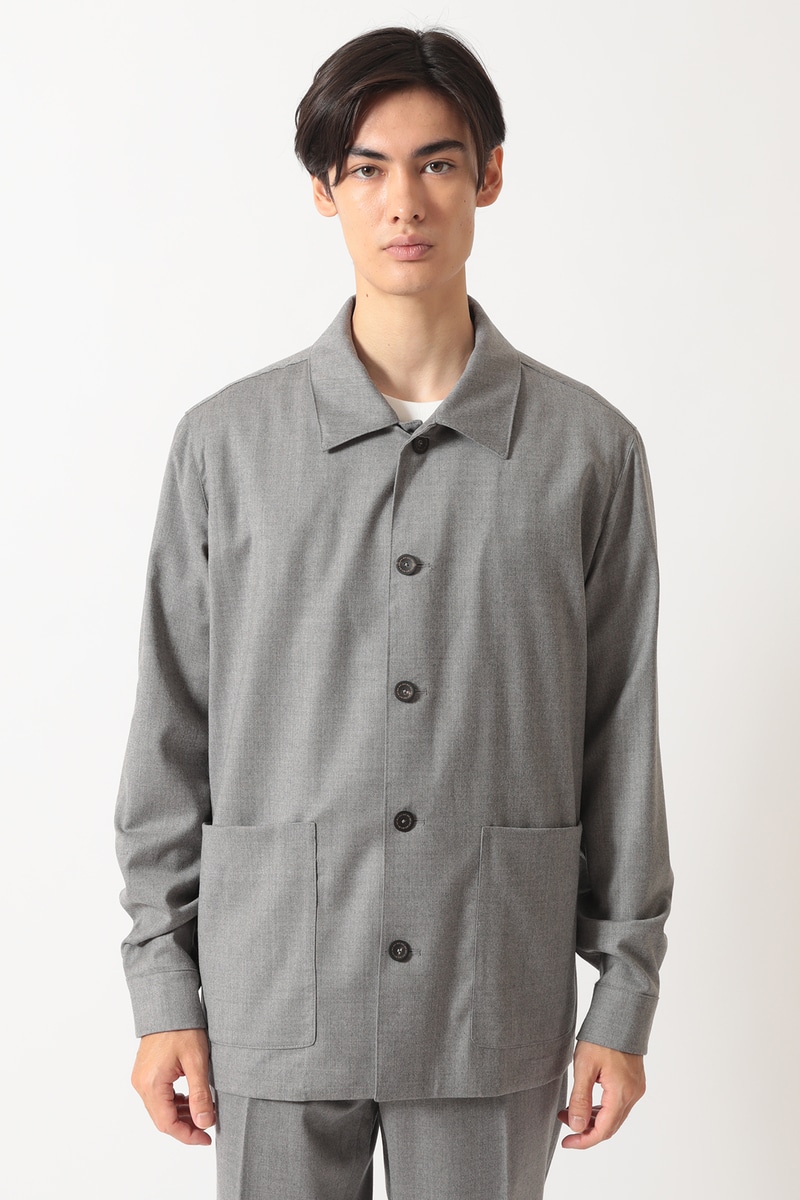 グレーフランネル テーラード オーバーシャツ 詳細画像 グレー