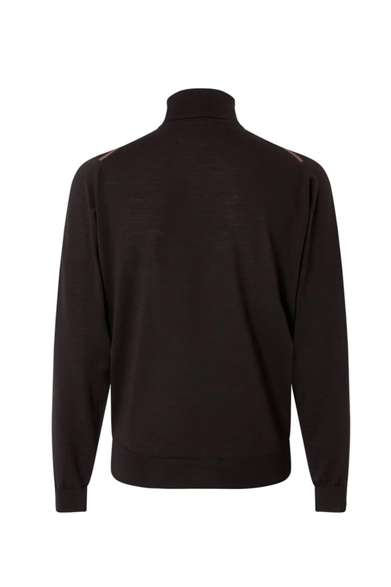 JOHN SMEDLEY FOR DAKS ハウスストライプ ロールネック 詳細画像 ダークブラウン