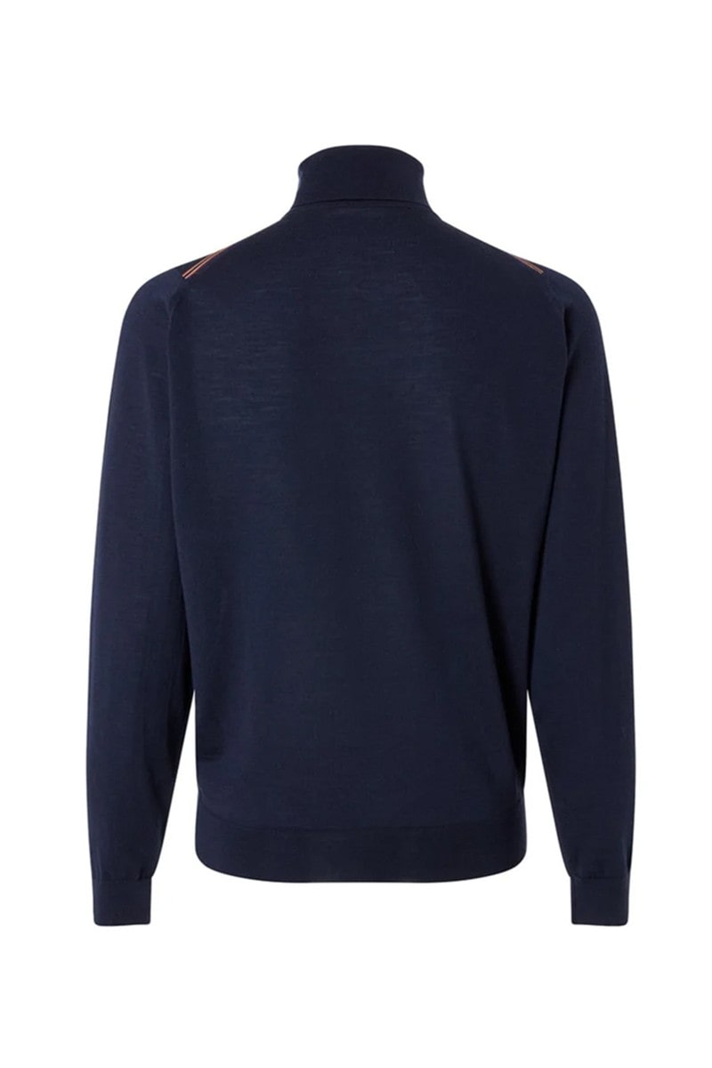 JOHN SMEDLEY FOR DAKS ハウスストライプ ロールネック 詳細画像 ネイビー