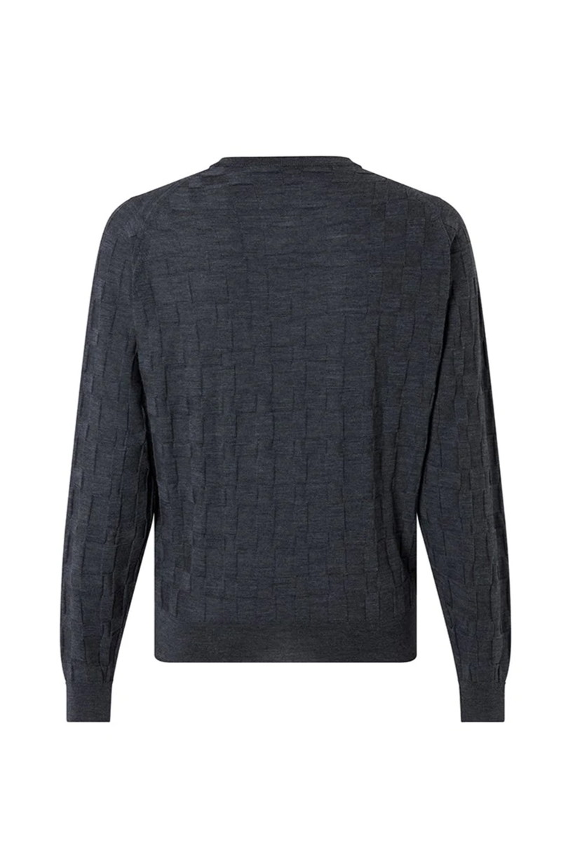 JOHN SMEDLEY FOR DAKS シャドーハウスチェック クルーネック 詳細画像 チャコールグレー