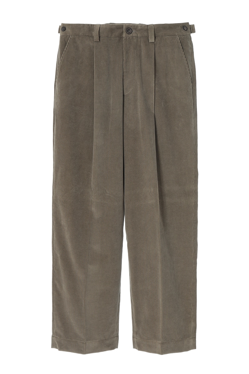 JS ソフトコーデュロイ ワイドレッグ ディーププリーツパンツ