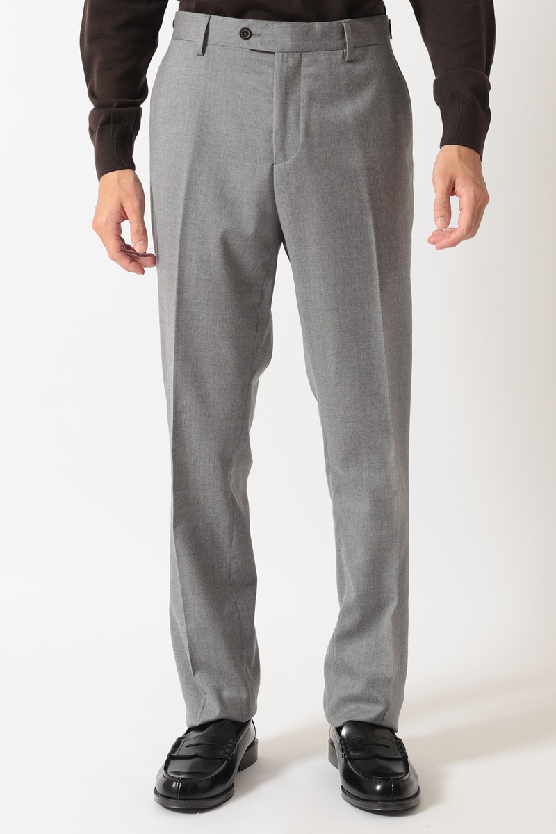 グレーフランネル クラシックフラットフロントパンツ 詳細画像 グレー