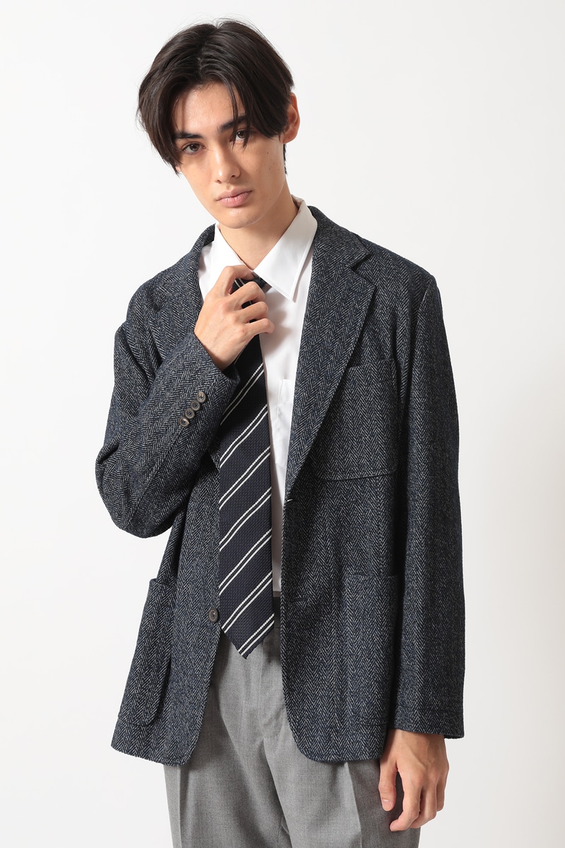 シルク 織り柄ストライプ タイ 詳細画像 ネイビー