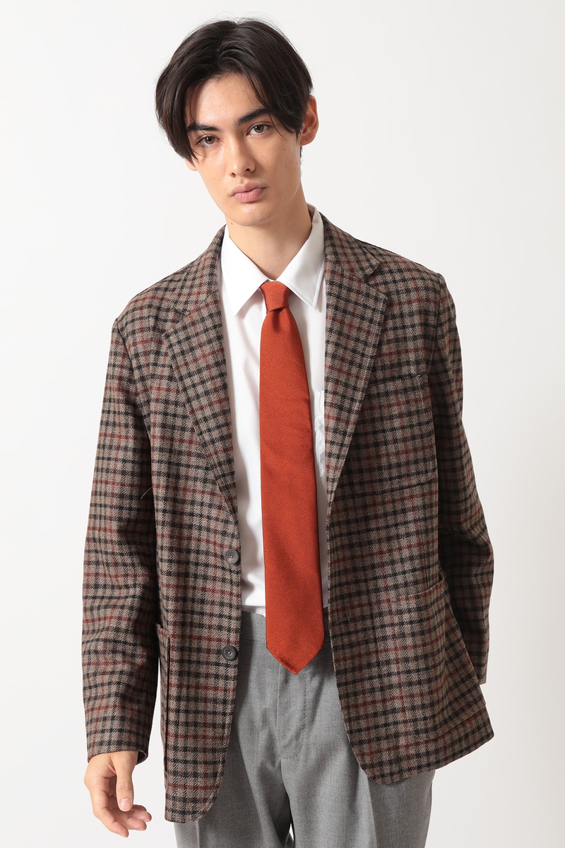 シルク 斜め織り柄 無地タイ 詳細画像 オレンジ