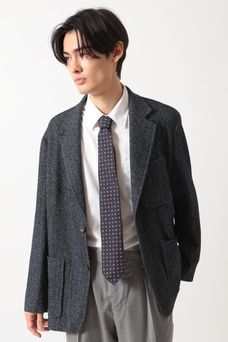 シルク ネイビー フラワー小紋タイ 詳細画像 ネイビー