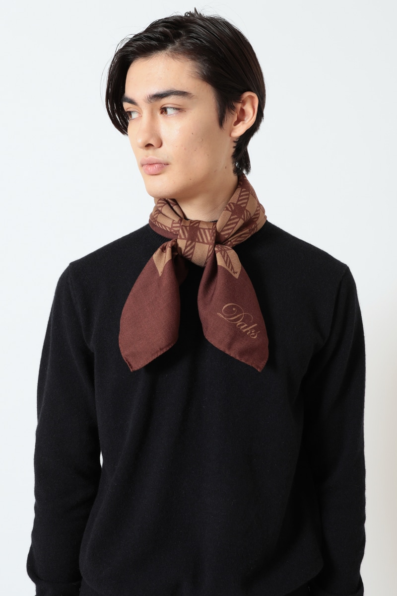 ウールシルクブレンドスクエアストール 詳細画像 ブラウン