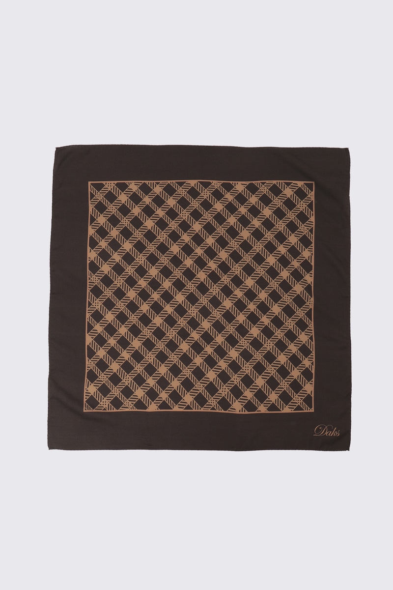 ウールシルクブレンドスクエアストール 詳細画像 ダークブラウン