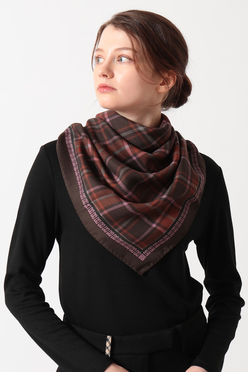 JS ウールシルク チェックストール