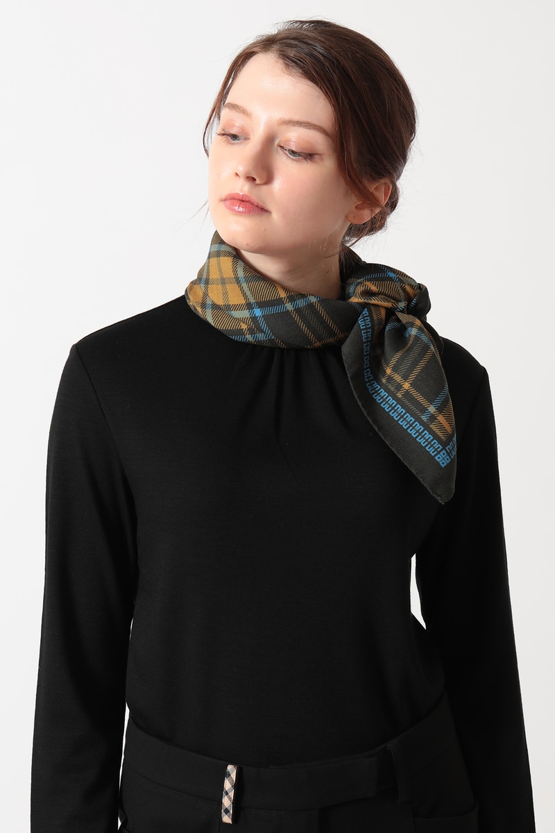 JS ウールシルク チェックストール