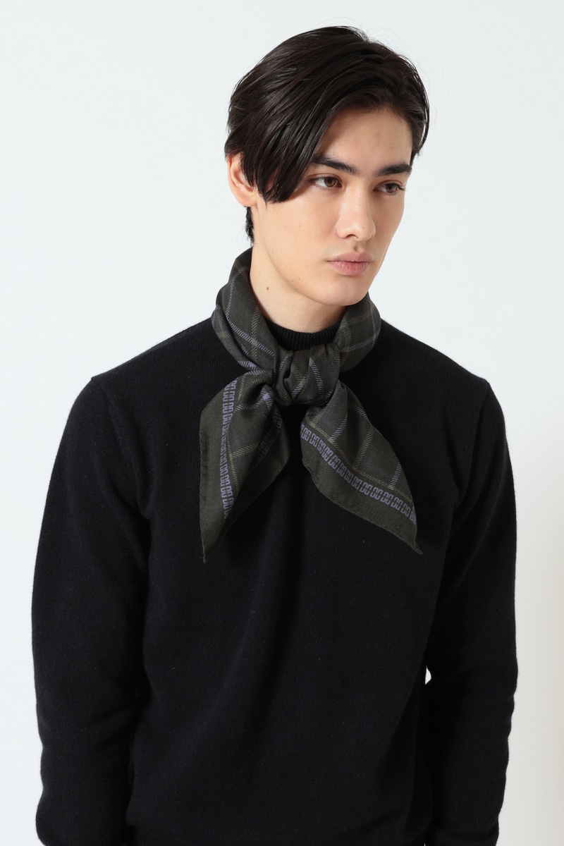 ウールシルク チェックストール 詳細画像 パープル