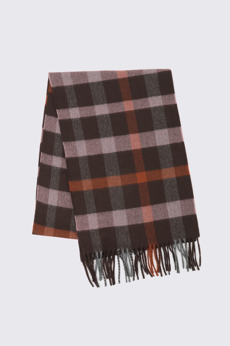 ウールチェックストール 詳細画像 ブラウン