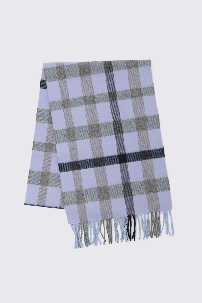 ウールチェックストール 詳細画像 パープル
