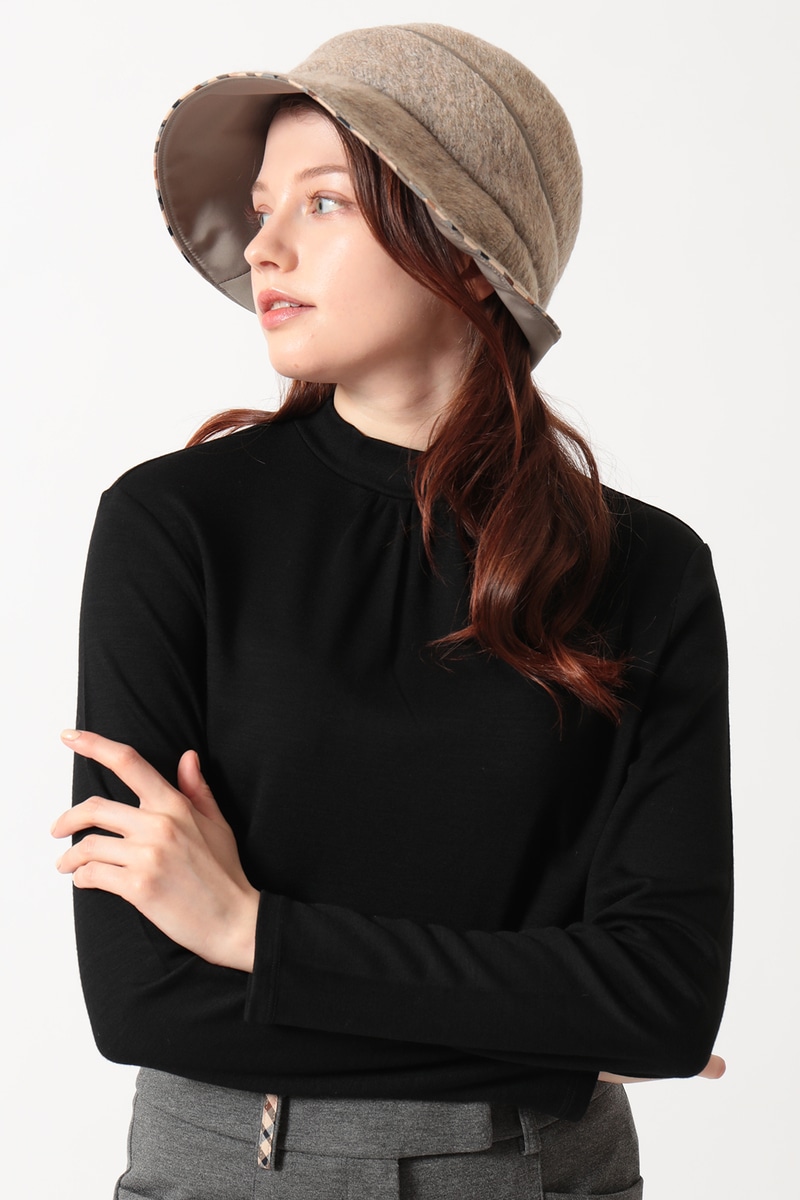 JS 軽量ウール混スライバーニット セーラーハット