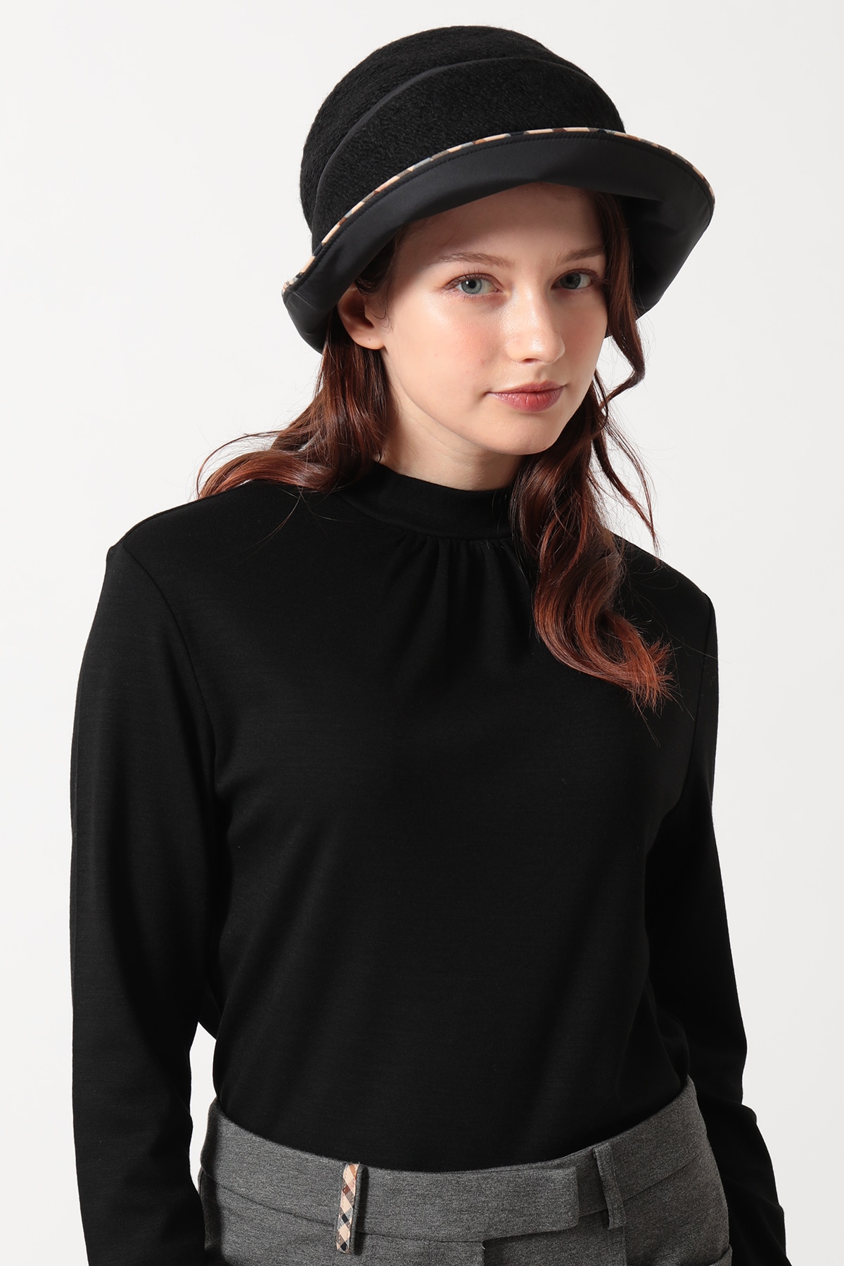 軽量ウール混スライバーニット セーラーハット 詳細画像 ブラック 1