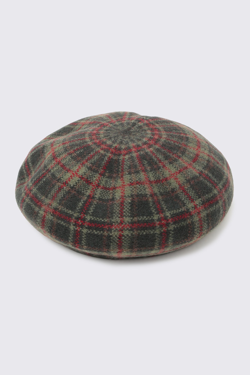 チェック柄 バスクウールベレー 詳細画像 グリーン