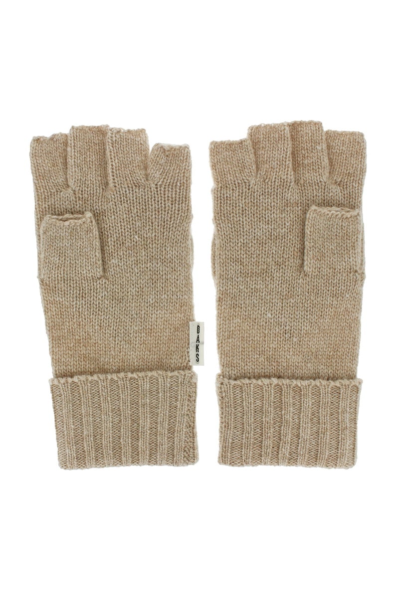 【WOMEN】ベア刺繍 フード付き 2WAYニット手袋 詳細画像 ベージュ