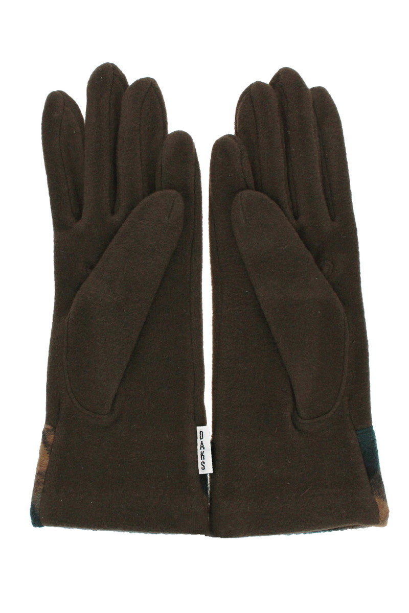 【WOMEN】タータンチェックベア刺繍ジャージ手袋 詳細画像 ブラウン