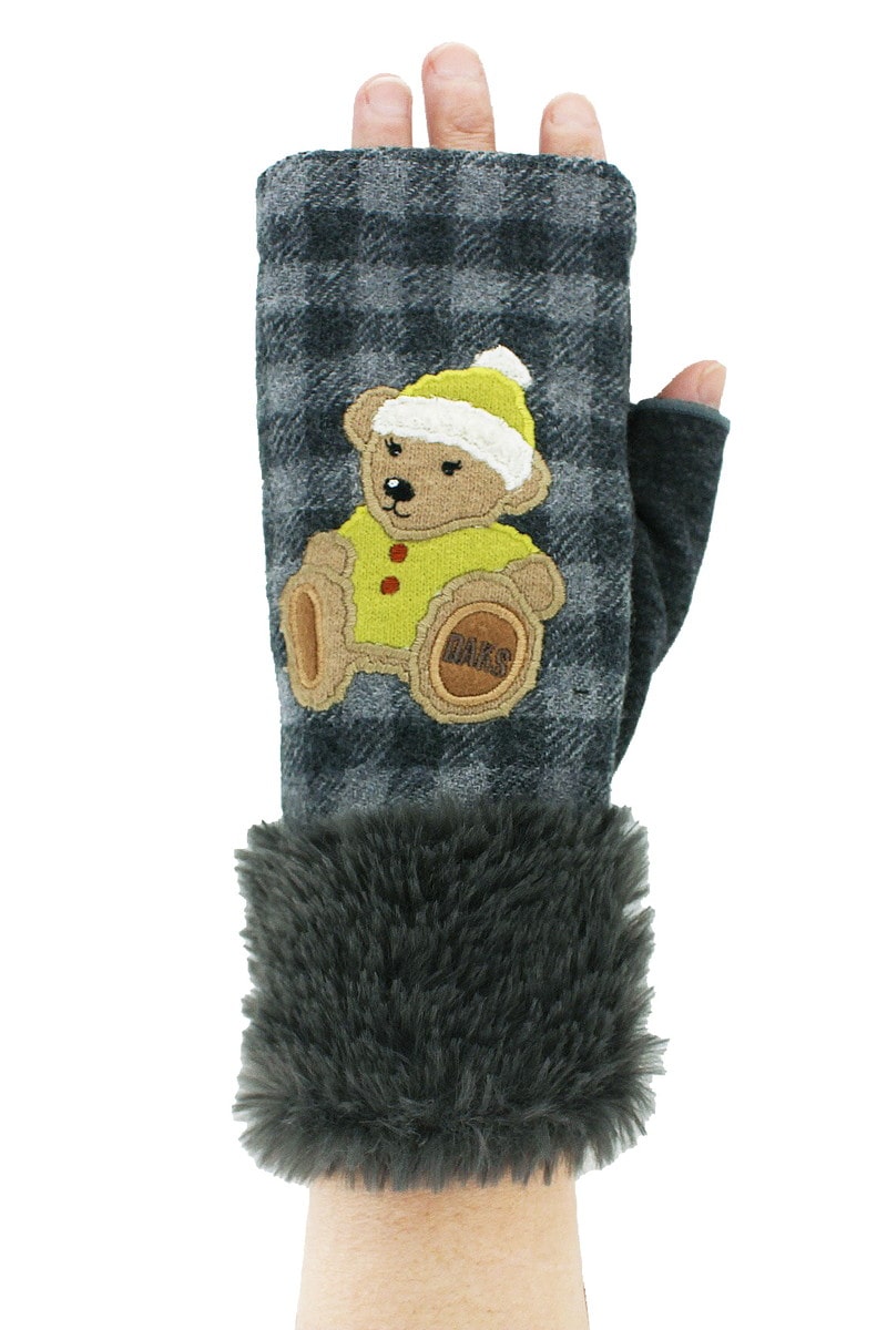 【WOMEN】タータンチェック指先フリーベア手袋 詳細画像 グレー