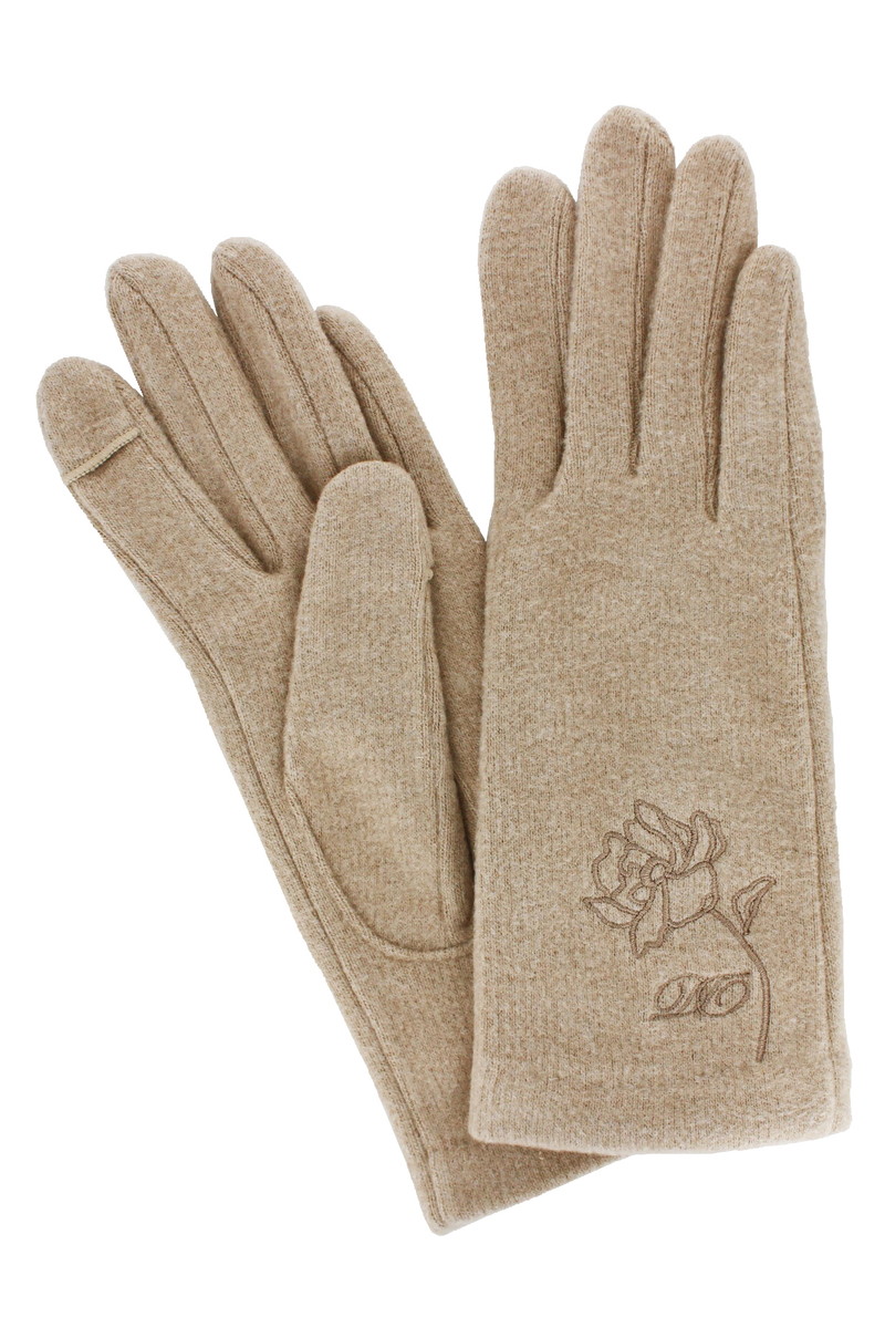【WOMEN】花刺繍エレガントジャージ手袋 詳細画像 ベージュ