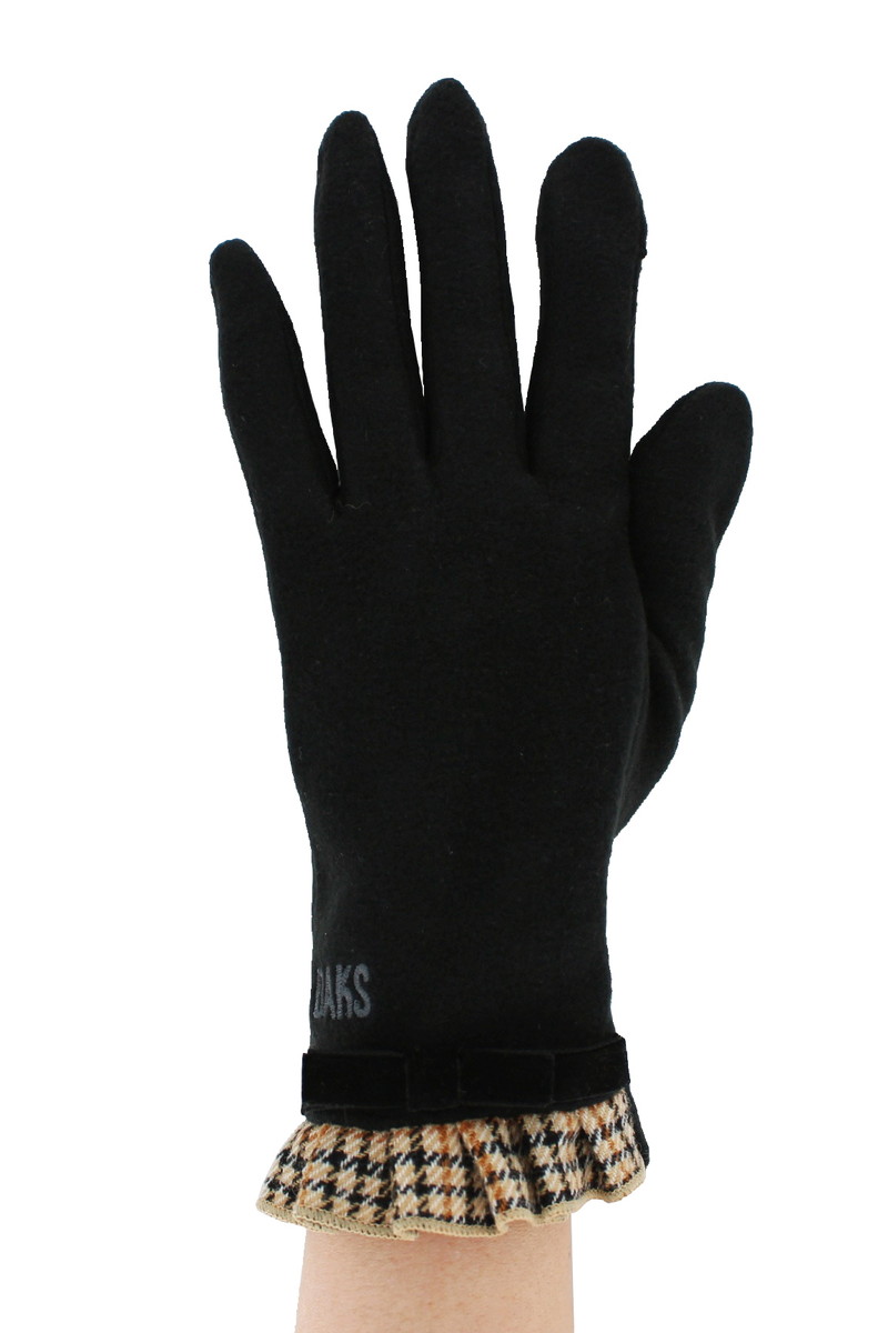 【WOMEN】チェックフリル ジャージ手袋 詳細画像 ブラック