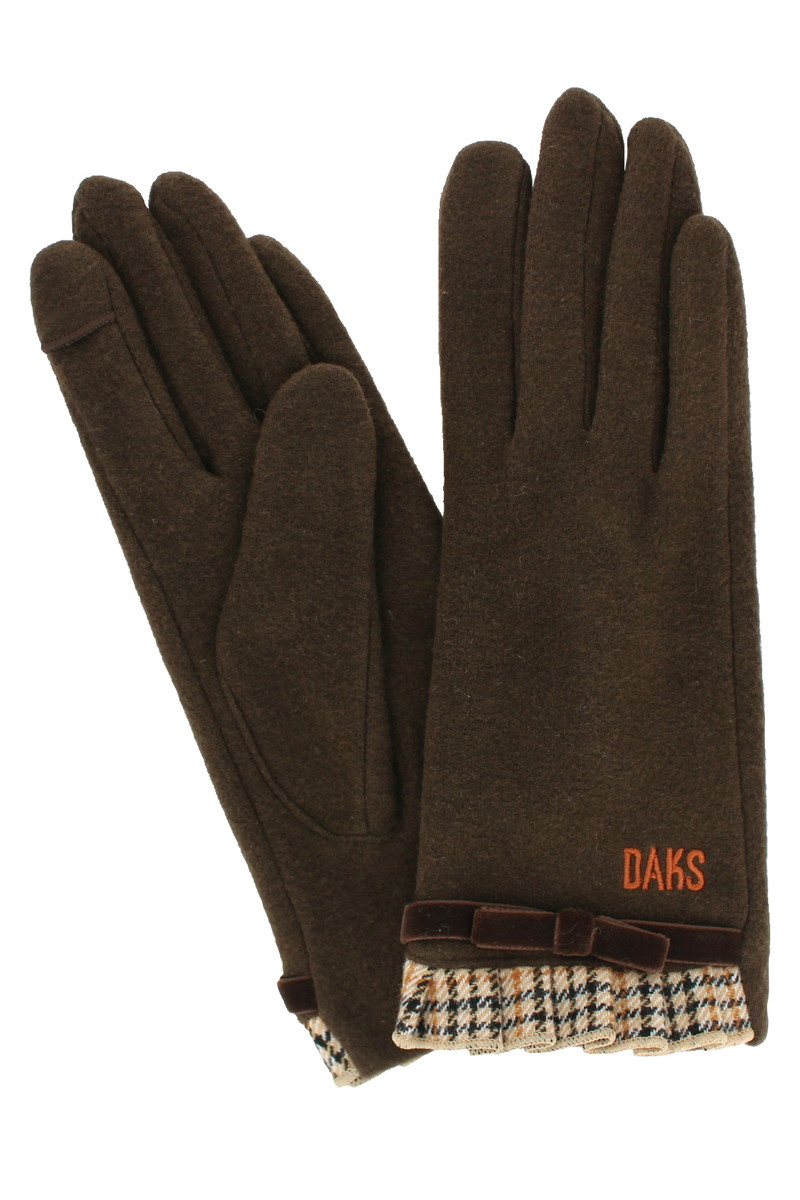 【WOMEN】チェックフリル ジャージ手袋 詳細画像 ブラウン