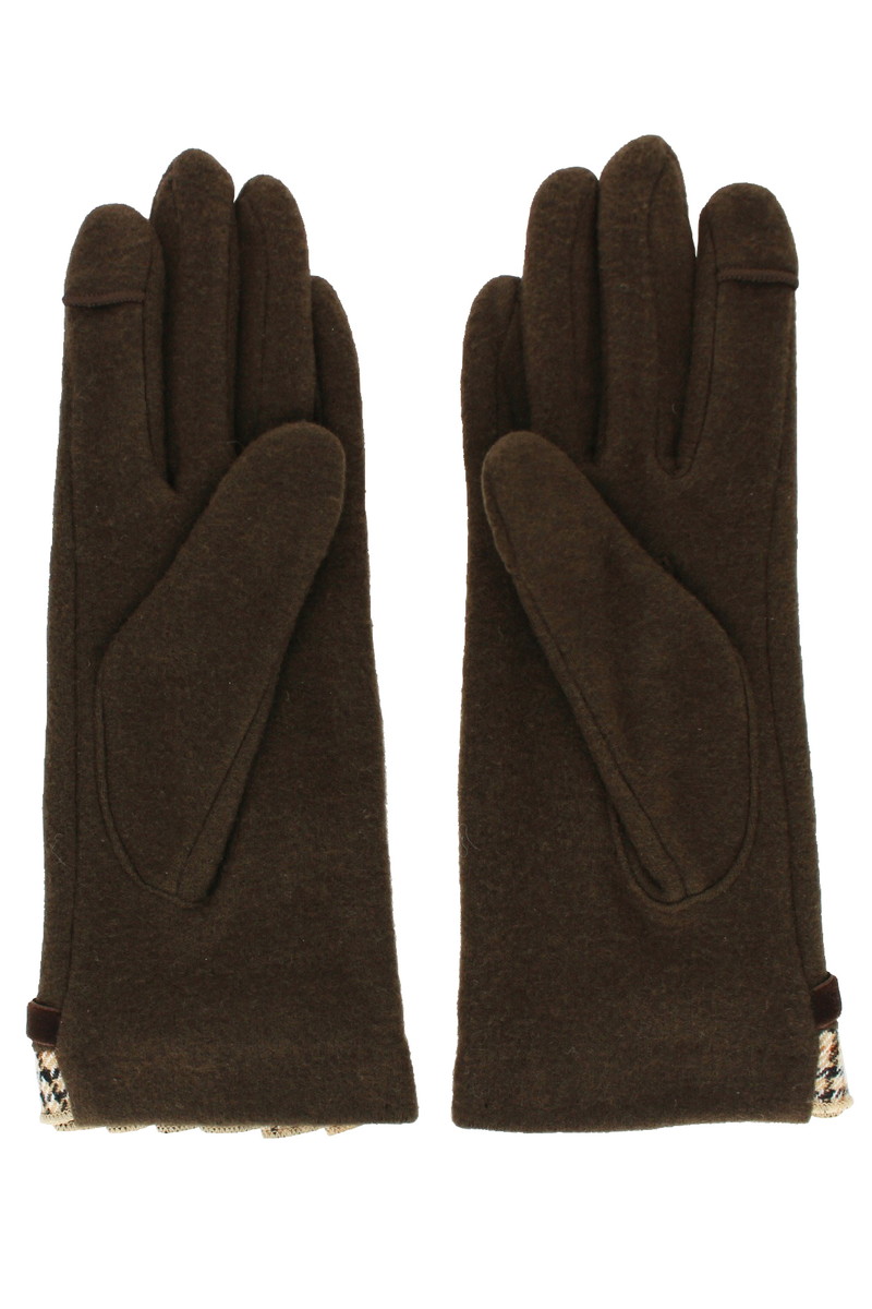 【WOMEN】チェックフリル ジャージ手袋 詳細画像 ブラウン