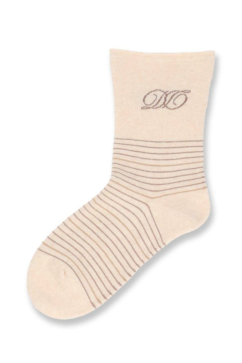 JS 履き口ゆったり 総パイル クルー丈ソックス（薄手／DDボーダー）