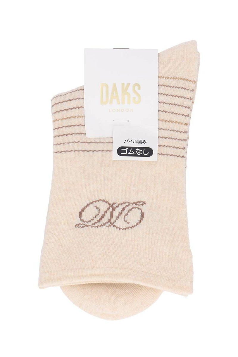 履き口ゆったり 総パイル クルー丈ソックス（薄手／DDボーダー） 詳細画像 ベージュ