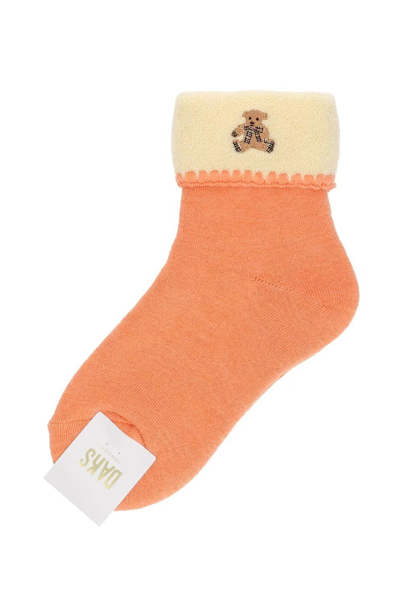 JS 総パイル 折り返し ルームソックス（ベア刺繍・あったか素材）