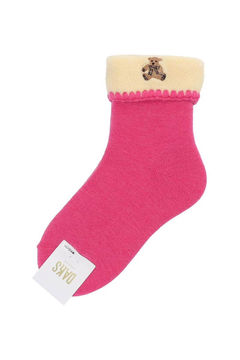 JS 総パイル 折り返し ルームソックス（ベア刺繍・あったか素材）